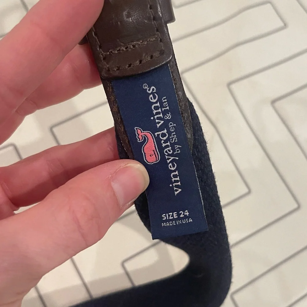 Vineyard Vines Brown and Blue Whale Belt